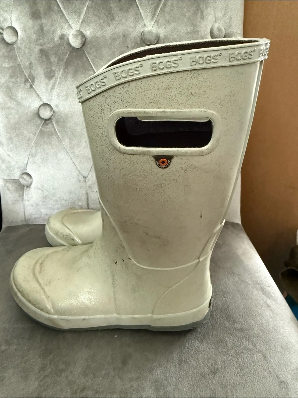 Bogs Kids Girls Glitter Silver Pull On Rubber Waterproof Rain Boots Youth Size 2
